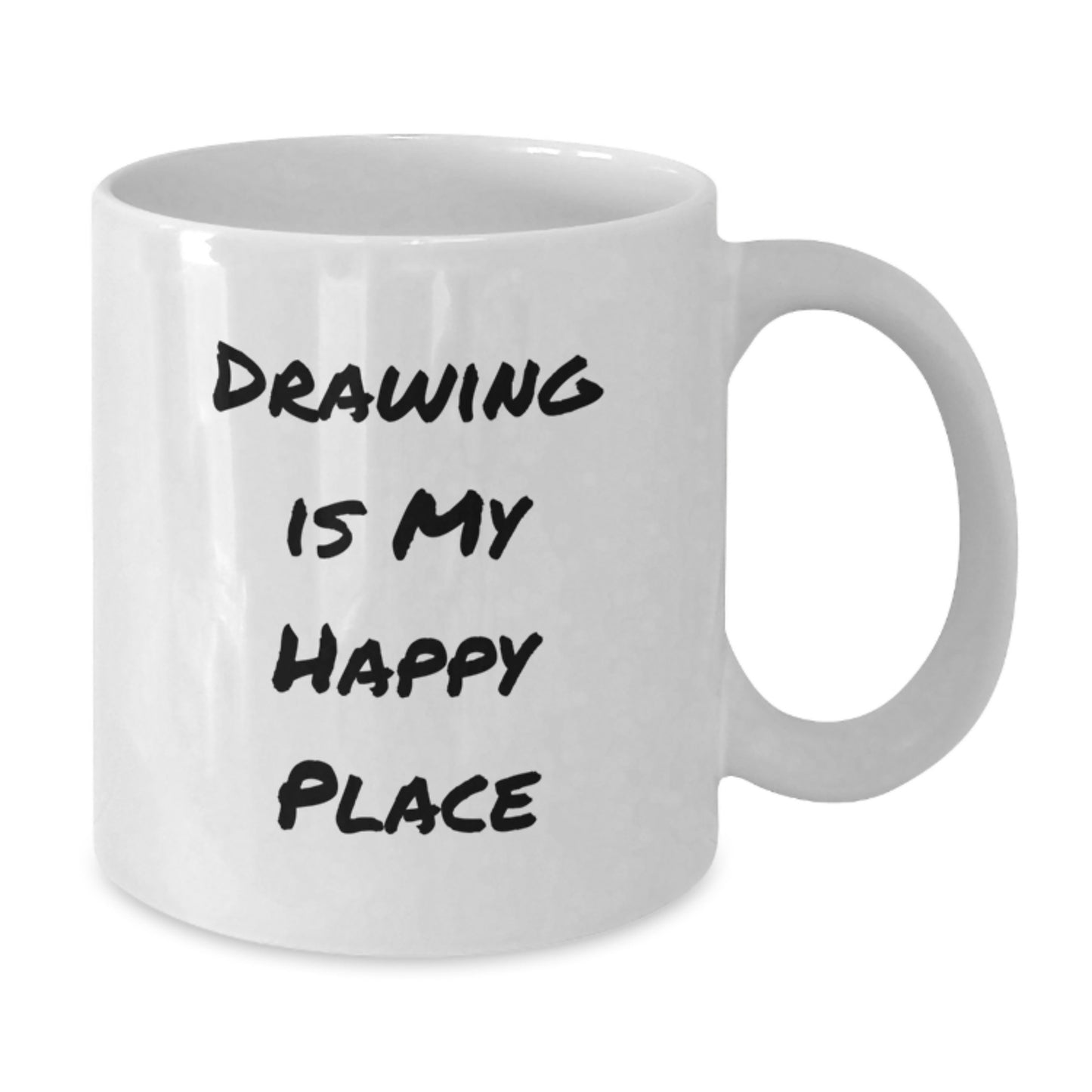 Funny Drawing Gifts for Him, Gifts from Dad to Son, White Coffee Mug, 'Drawing Is My Happy Place' - Additional