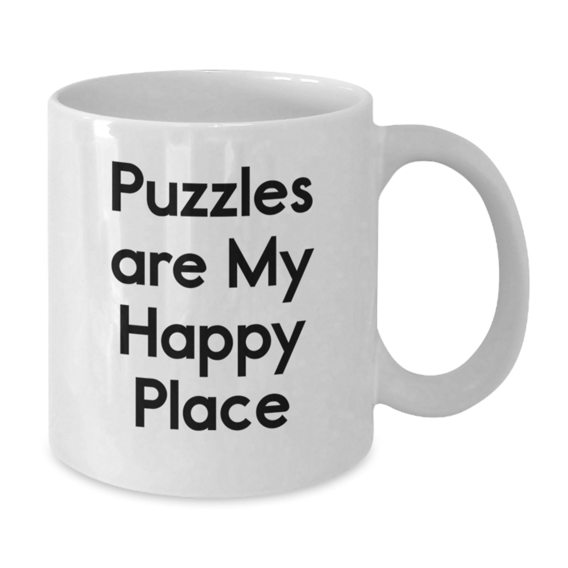 Funny Puzzle Lovers Gifts from Mom for Graduation, White Coffee Mug, Puzzles Are My Happy Place, Unique - Additional