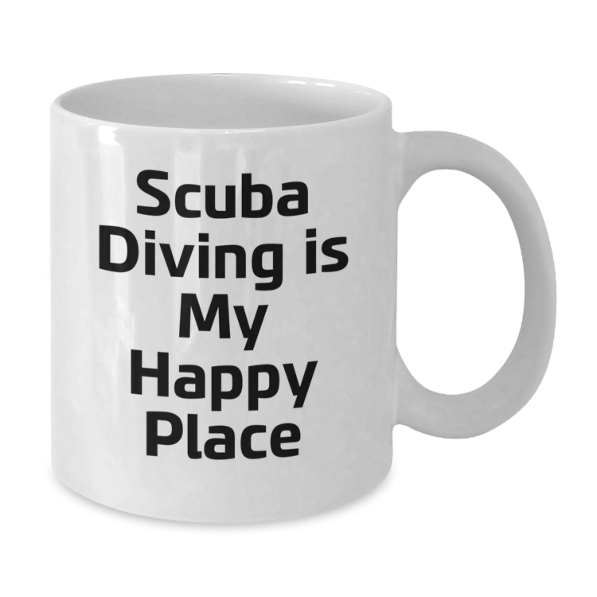 Funny Scuba Diving Gifts for Him from Friends, Inspirational White Coffee Mugs for Graduation Day, Scuba Diving Is My Happy Place Quote Ceramic Mug, 11oz or 15oz Capacity - Additional