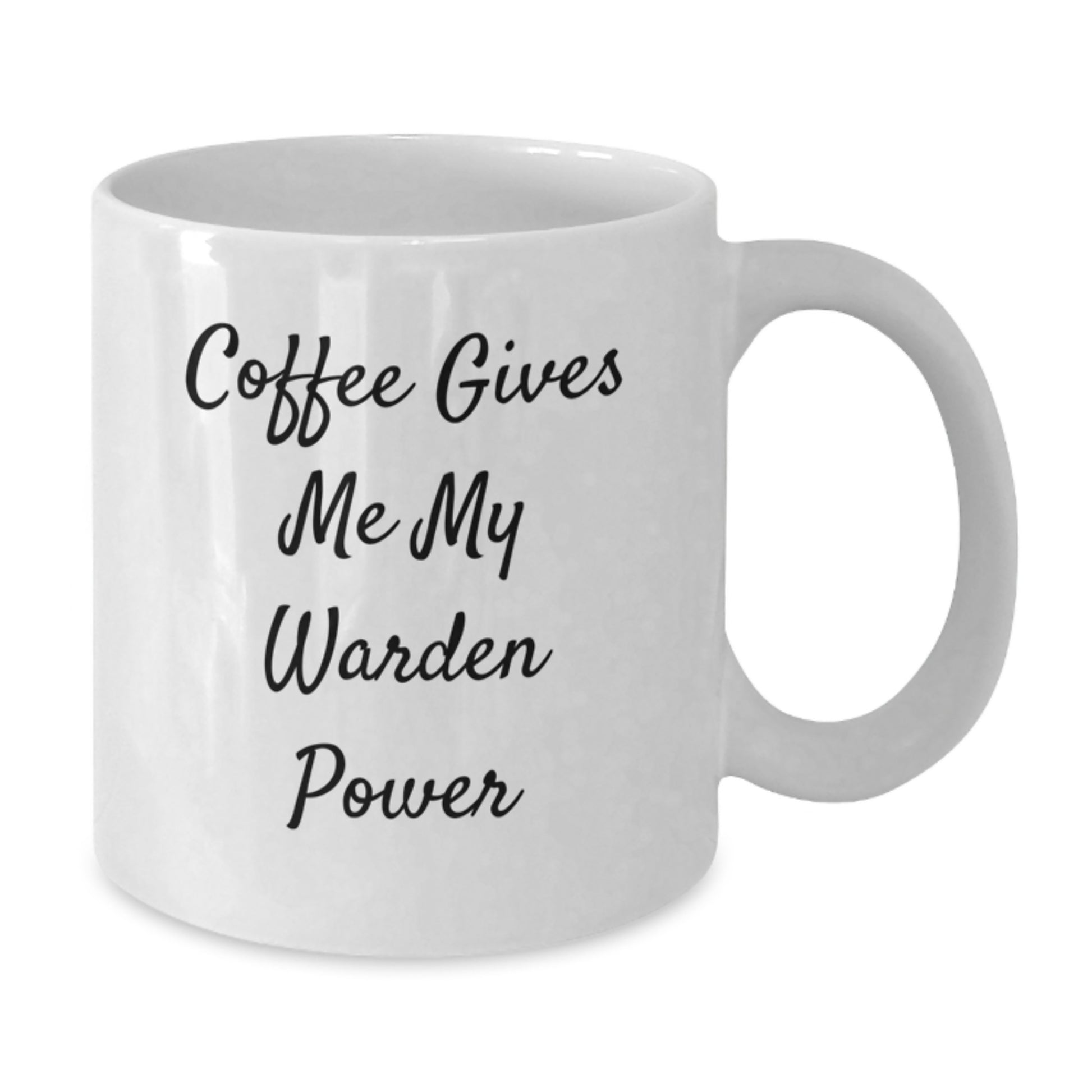 Funny Warden Gifts from Friends for Graduation Unique Gifts, White Coffee Mug, Coffee Gives Me My Warden Power - Additional