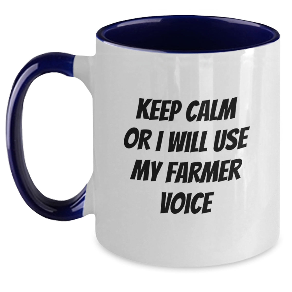 Funny Farmer Gifts for Men, Two Tone Coffee Mug, 'Keep Calm Or I Will Use My Farmer Voice' Birthday Unique Gifts from Friends to Family - Main