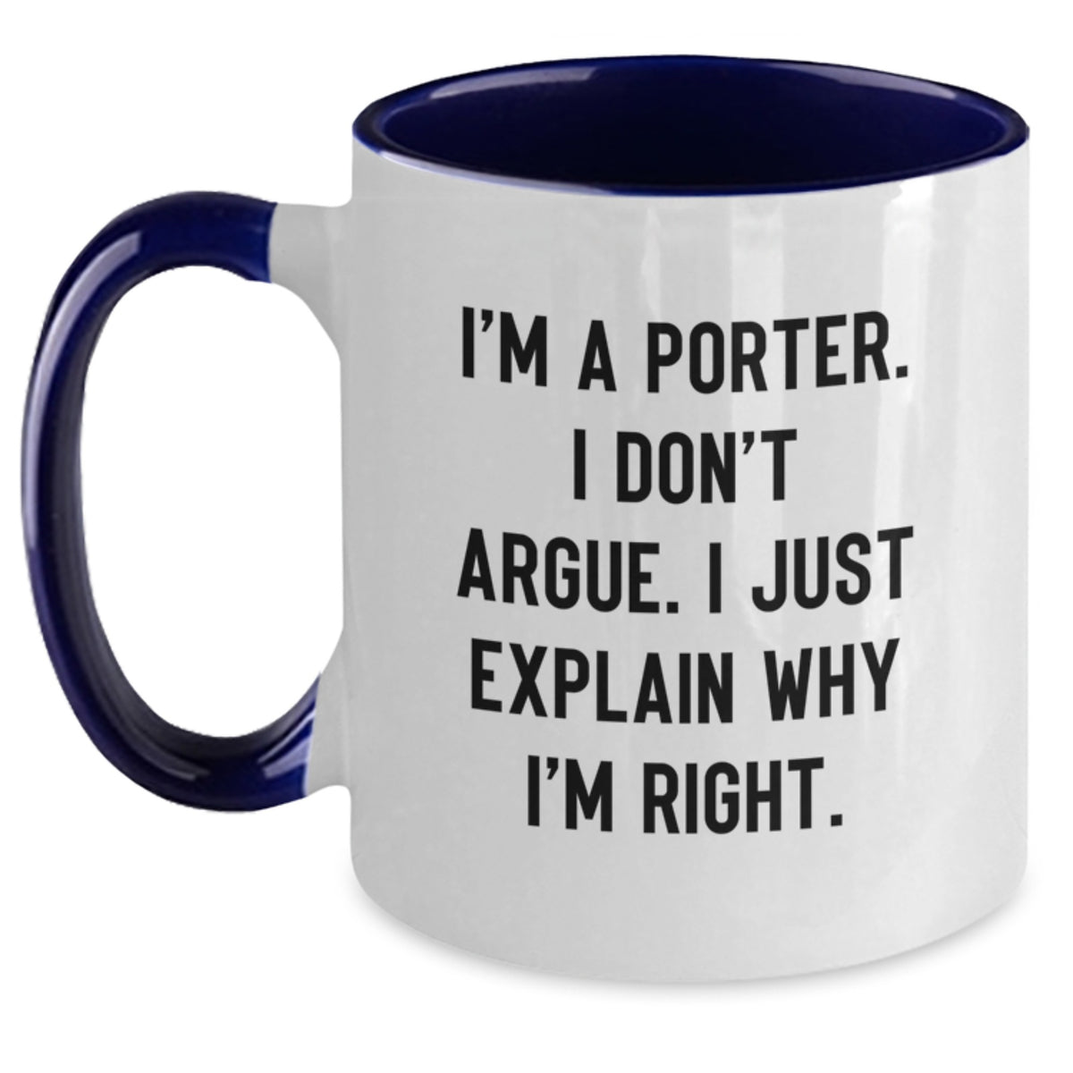 Gifts from Porter Lovers, Funny Porter Two Tone Coffee Mug for Porter on Valentine's, Unique Gifts for Porter - Main