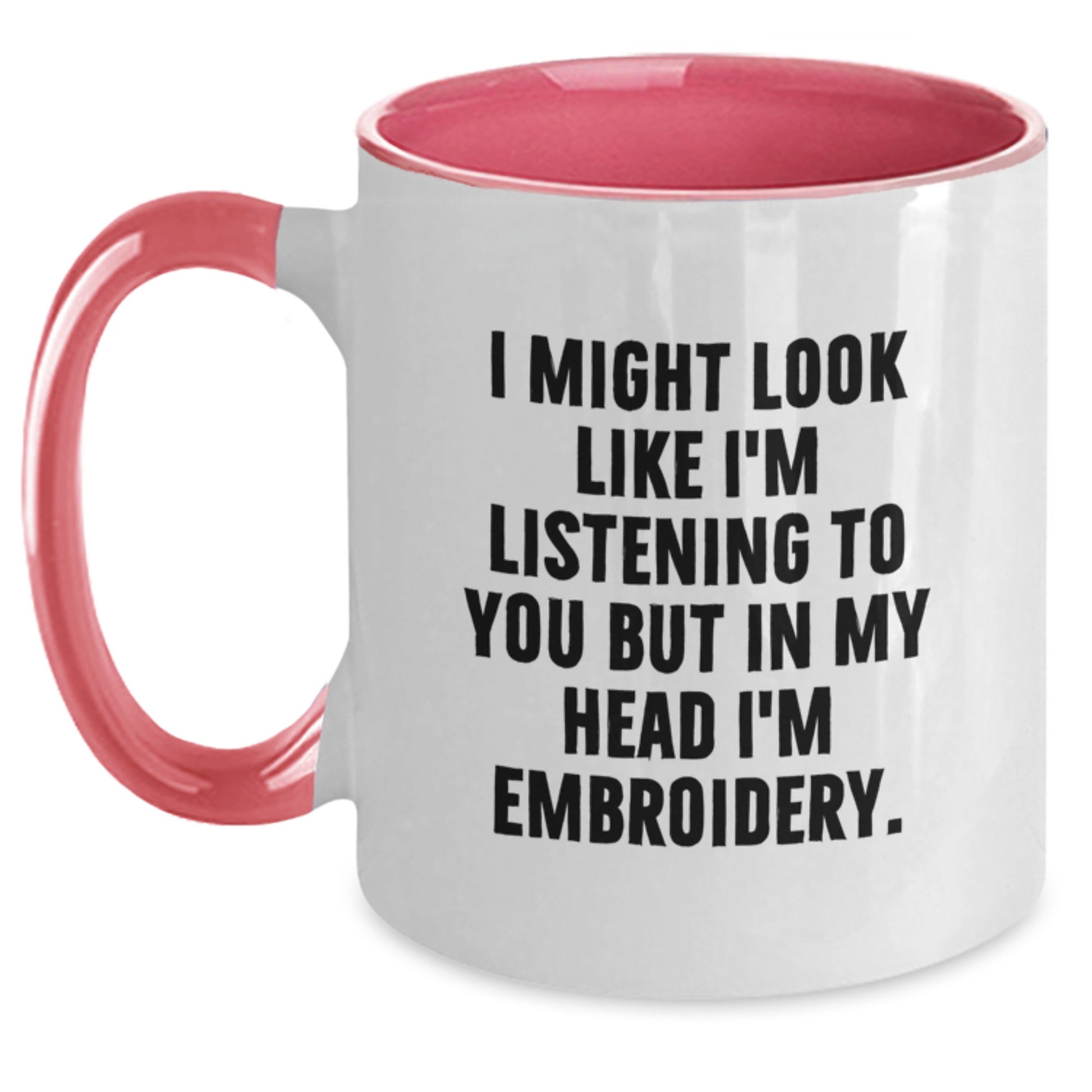 Embroidery Lover's Funny Two Tone Coffee Mug Gifts from Family for Graduation, Black and White - Main