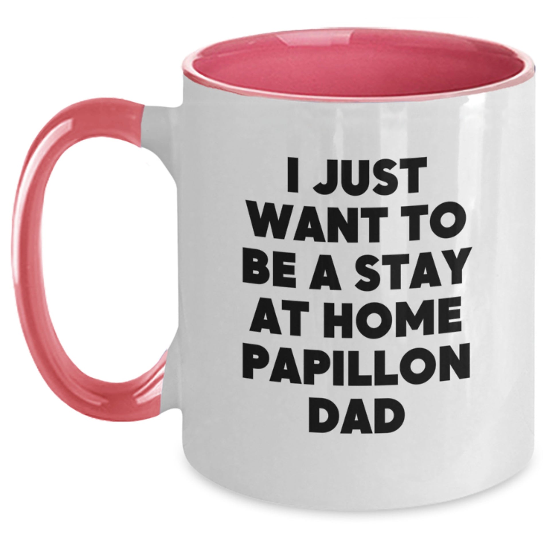 Funny Papillon Dog Gifts, Unique Two Tone Coffee Mugs for Valentine's, Gifts from Dad, for the Stay at Home Papillon Dad - Main