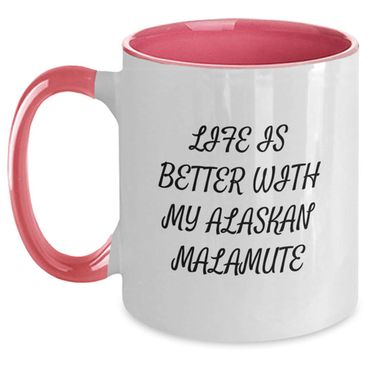 Alaskan Malamute Dog Lover Funny Gifts from Friends for Valentine's Unique Two Tone Coffee Mugs, Life Is Better With My Alaskan Malamute - Main