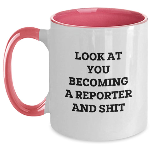 Reporter Keepsake Mug for Him Birthday Gift Black & White Navy Ceramic - Main