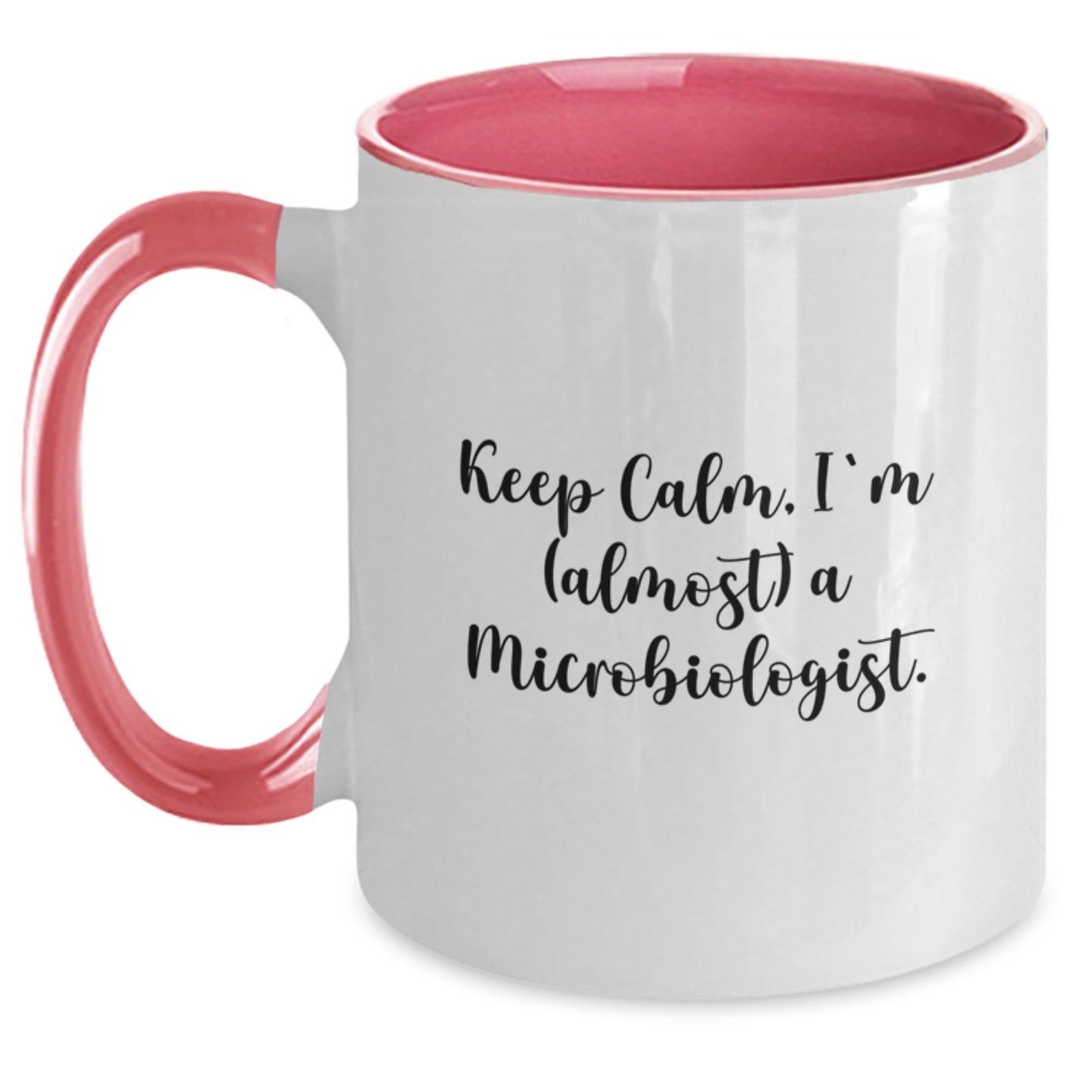 Funny Graduation Unique Gifts for Microbiologist Friends from Family - Keep Calm I'm (almost) A Microbiologist Two Tone Coffee Mug, Black and White - Main