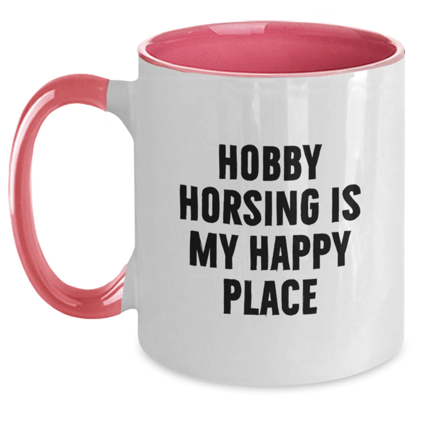Funny Hobby Horsing Gifts for Men on Father's Day - 'Hobby Horsing Is My Happy Place' Two Tone Coffee Mug, Gifts from Dad to the Equestrian Enthusiast, Unique - Main
