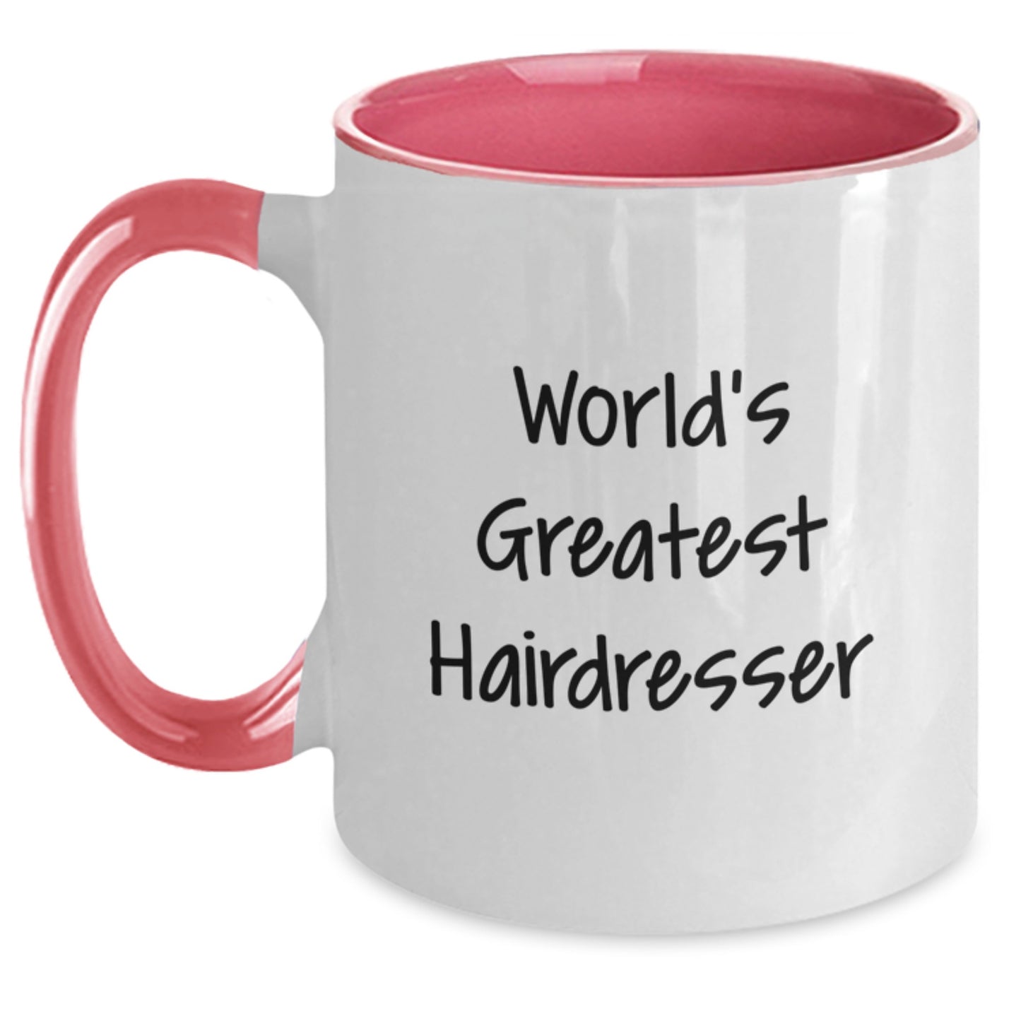 Funny World's Greatest Hairdresser Gifts from Friends, for Hairdresser Graduation Unique Mugs, Two Tone Coffee Mug, Black and White, Red and White, Navy and White, Pink and White - Main