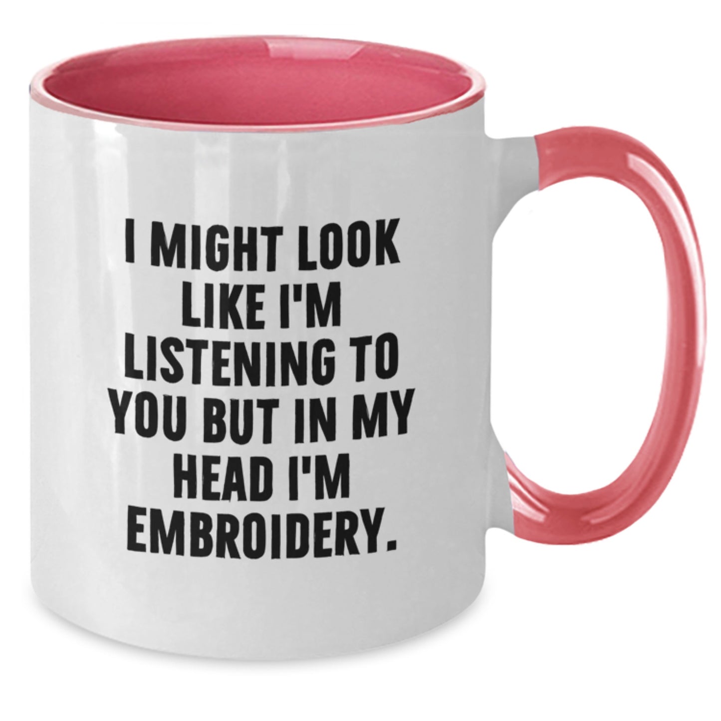 Embroidery Lover's Funny Two Tone Coffee Mug Gifts from Family for Graduation, Black and White - Additional