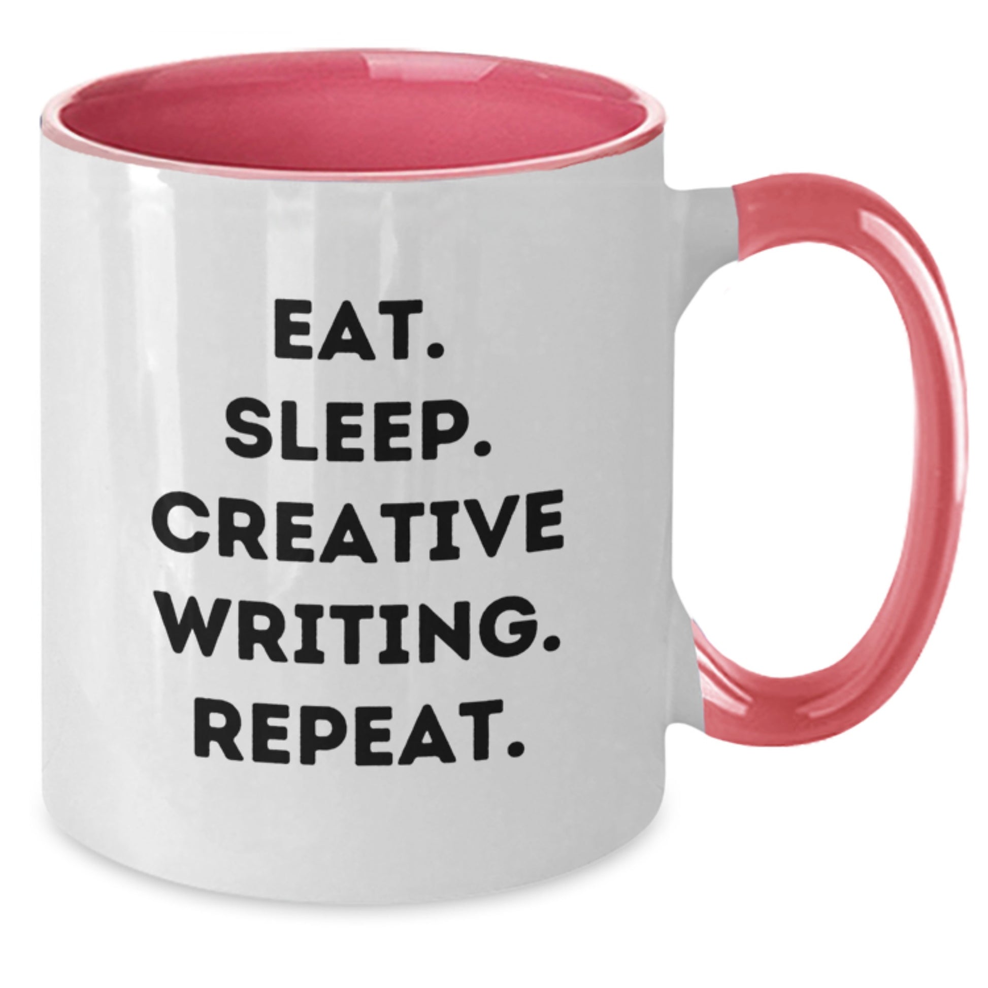 Funny Creative Writing Gifts for Him, Unique Two Tone Coffee Mugs for Christmas with Eat Sleep Creative Writing Repeat, Perfect for Writers and Authors - Additional