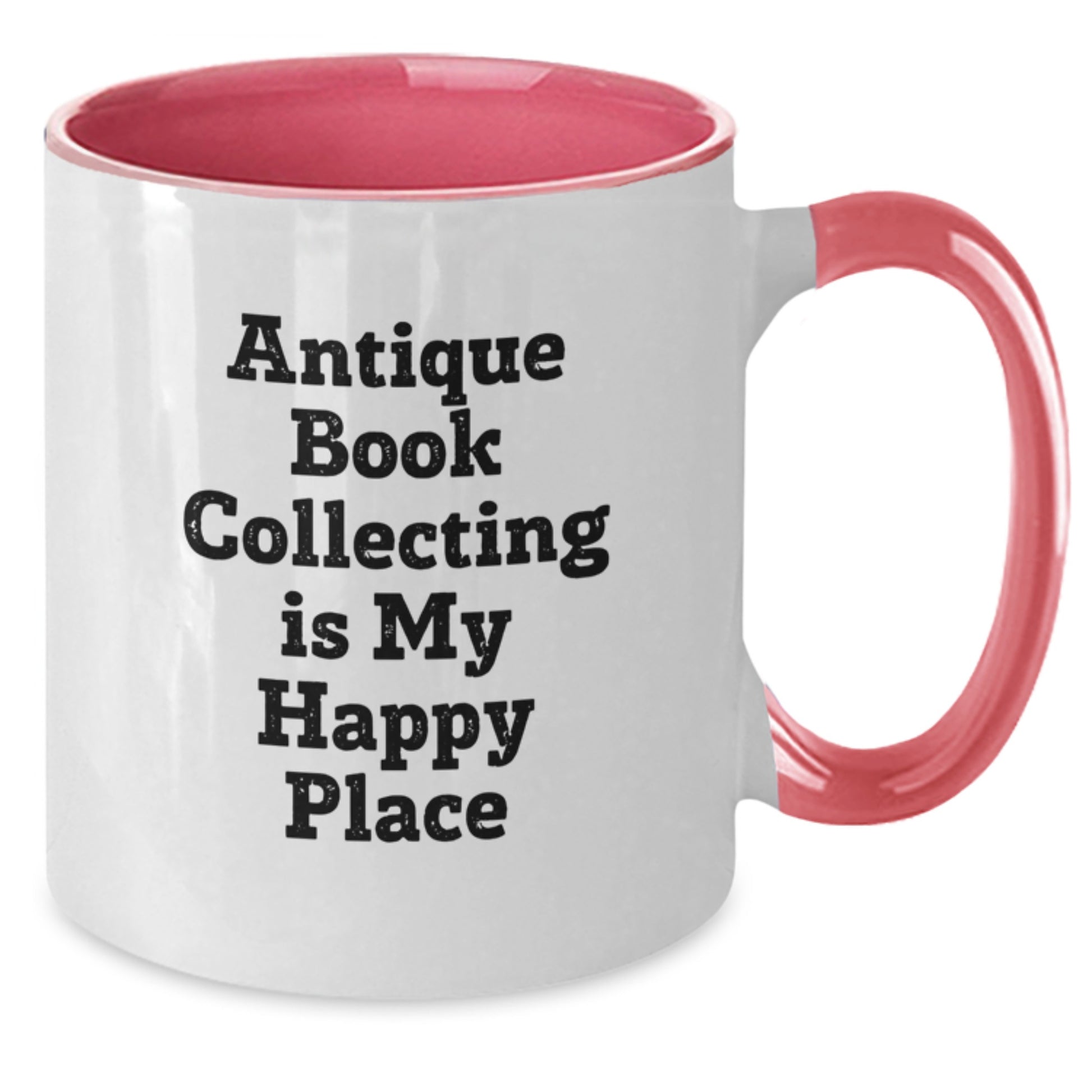 Antique Book Collecting Gifts from Men, Unique Two Tone Coffee Mugs with 'Antique Book Collecting Is My Happy Place' Quote for Dad on Father's Day - Additional