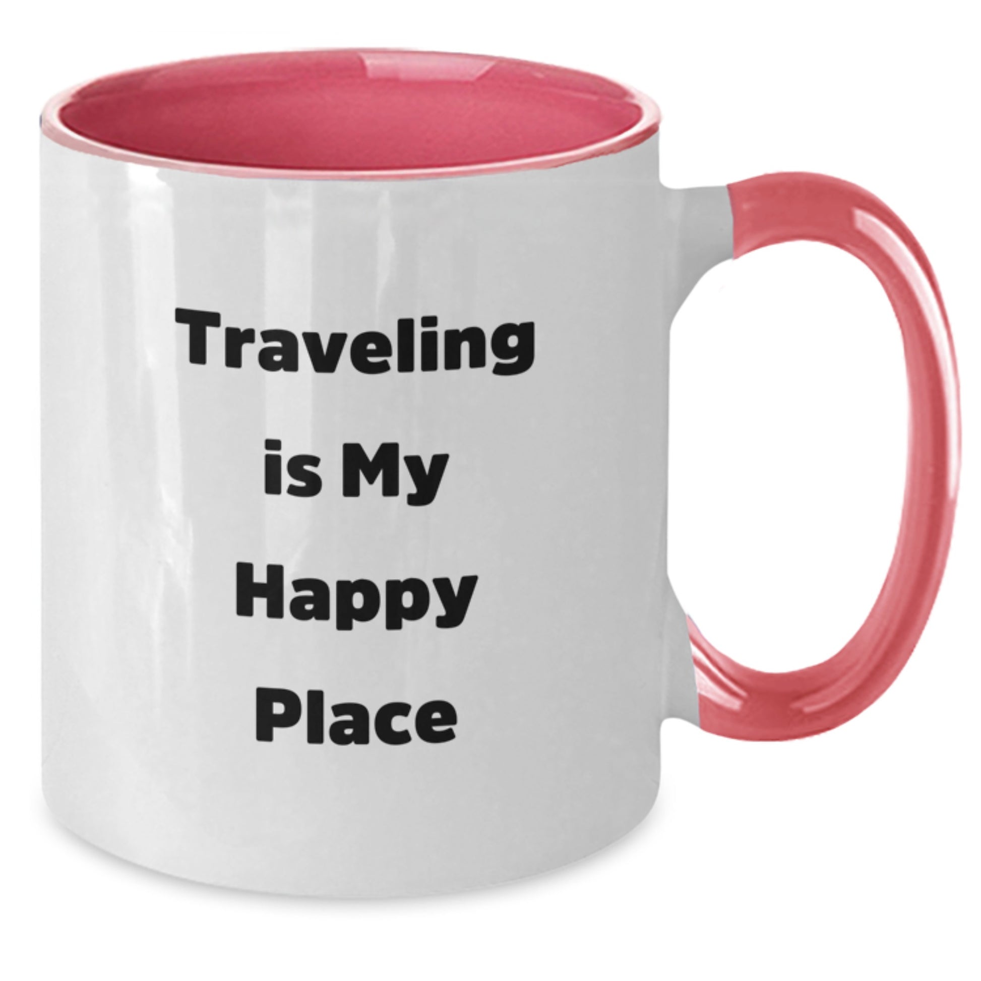 Funny Traveling Gifts for Men from Friends - Traveling Is My Happy Place Two Tone Coffee Mug for Traveling Enthusiasts Graduation Unique - Additional