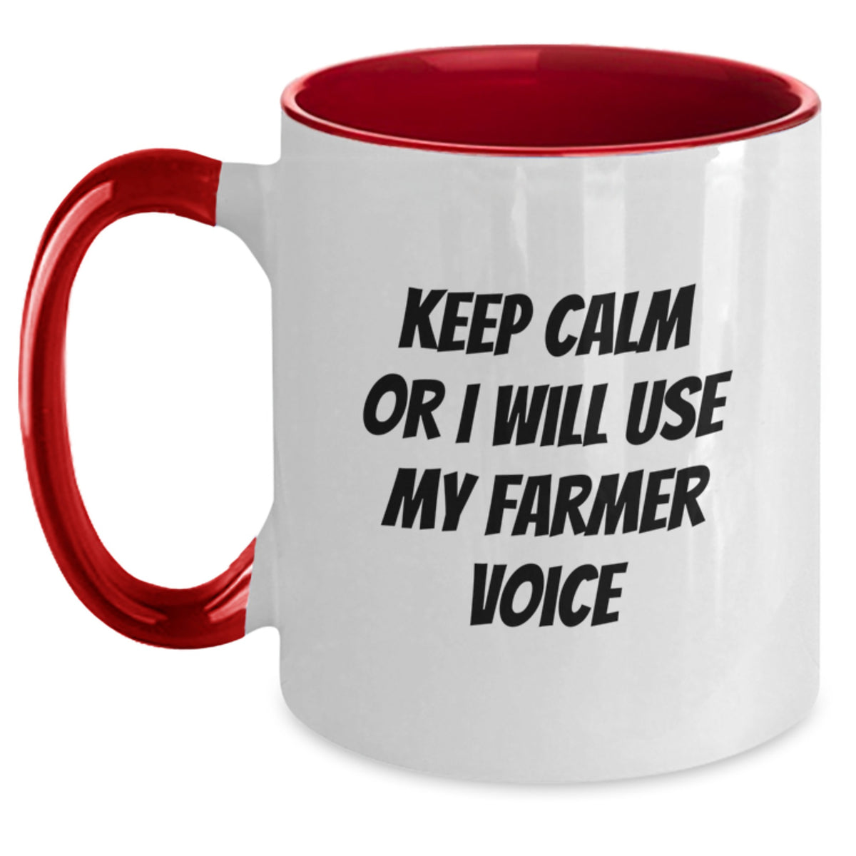 Funny Farmer Gifts for Men, Two Tone Coffee Mug, 'Keep Calm Or I Will Use My Farmer Voice' Birthday Unique Gifts from Friends to Family - Main