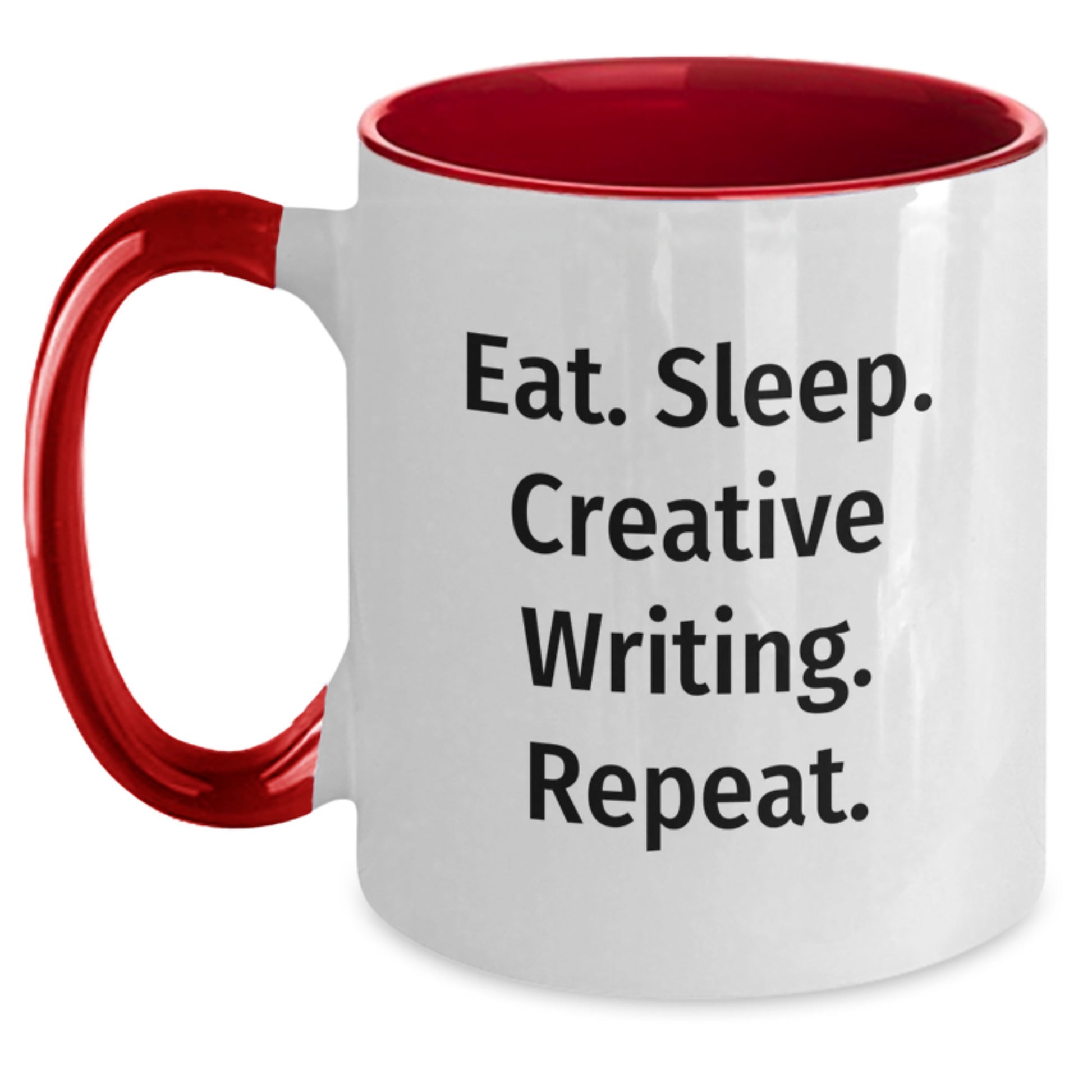 Funny Creative Writing Gifts from Friends for Men - Eat. Sleep. Creative Writing. Repeat. Inspired Two Tone Coffee Mug for Christmas - Main