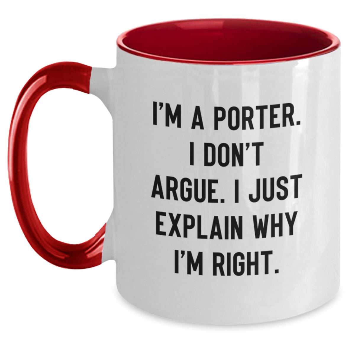 Gifts from Porter Lovers, Funny Porter Two Tone Coffee Mug for Porter on Valentine's, Unique Gifts for Porter - Main
