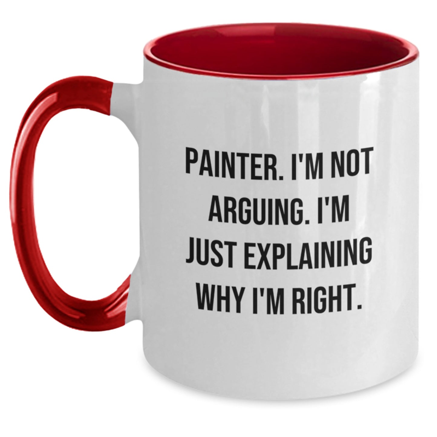 Painter Keepsake Two Tone Coffee Mug for Him Red and White Birthday Gift - Main