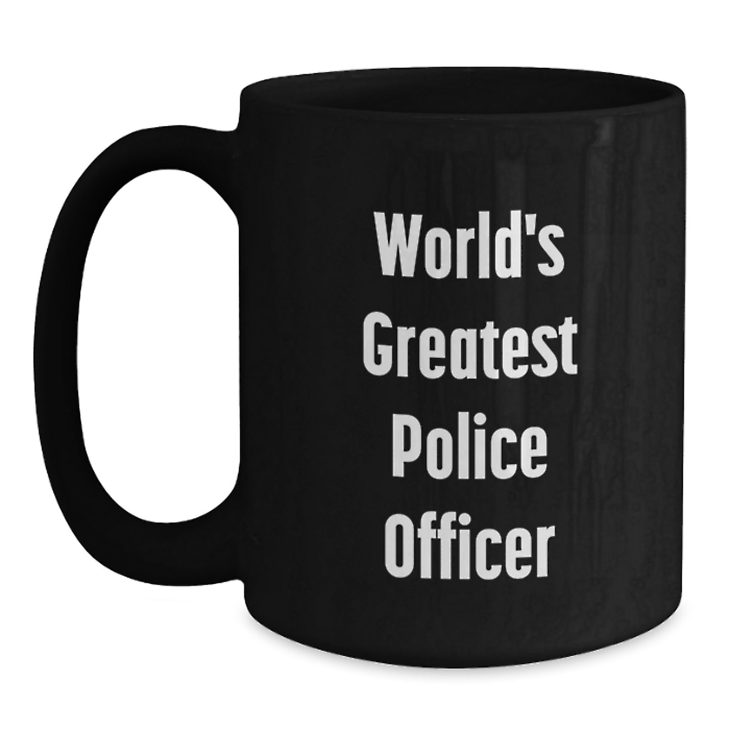 Funny Police Officer Gifts for Men - Black Coffee Mug World's Greatest Officer - Unique Mother's Day Unique Gifts from Family to Police Officer - Main