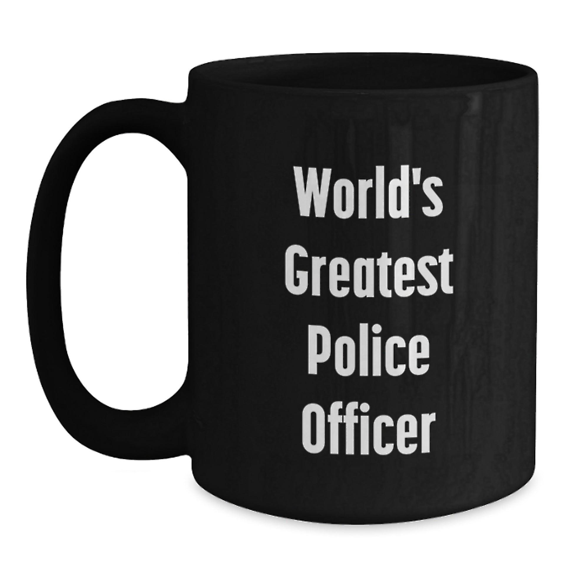 Funny Police Officer Gifts for Men - Black Coffee Mug World's Greatest Officer - Unique Mother's Day Unique Gifts from Family to Police Officer - Main
