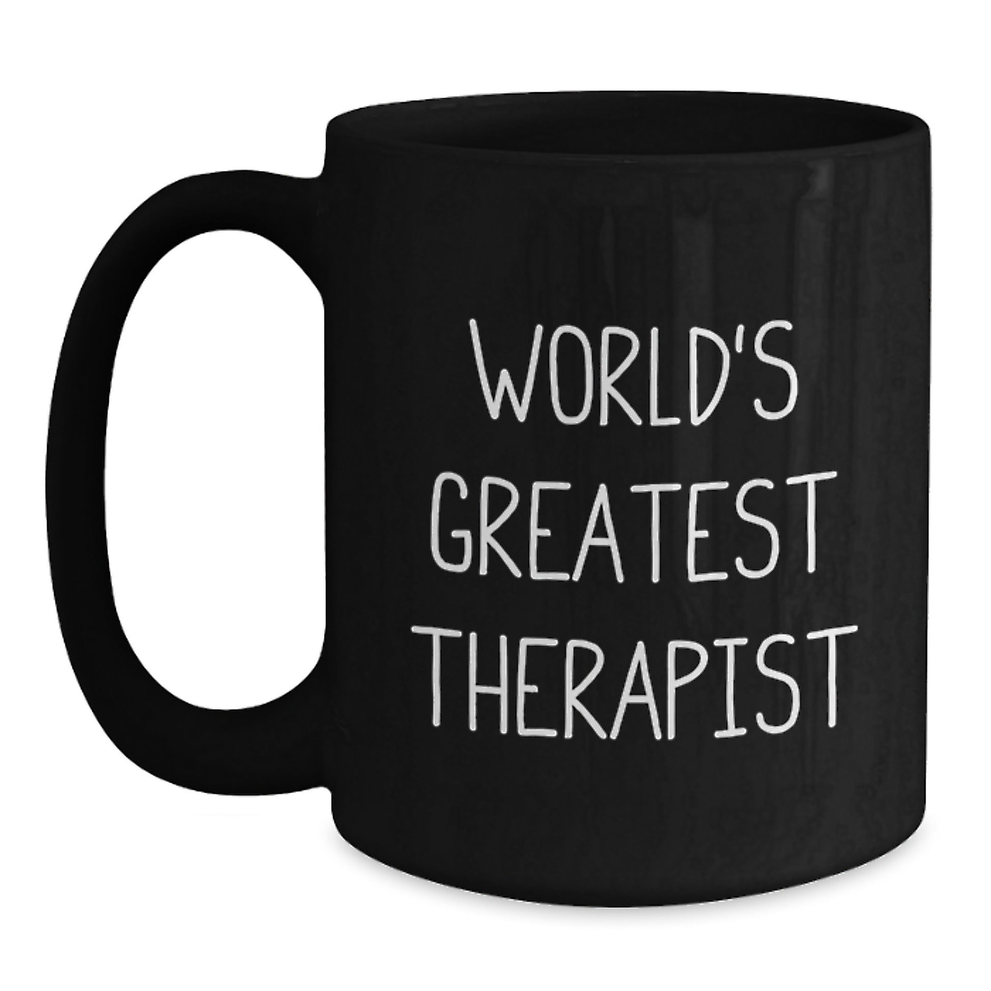 Funny Gifts from Friends for World's Greatest Therapist Black Coffee Mugs - Graduation Unique Gifts for Therapist Colleagues - 11oz or 15oz Black Ceramic Mugs - Main