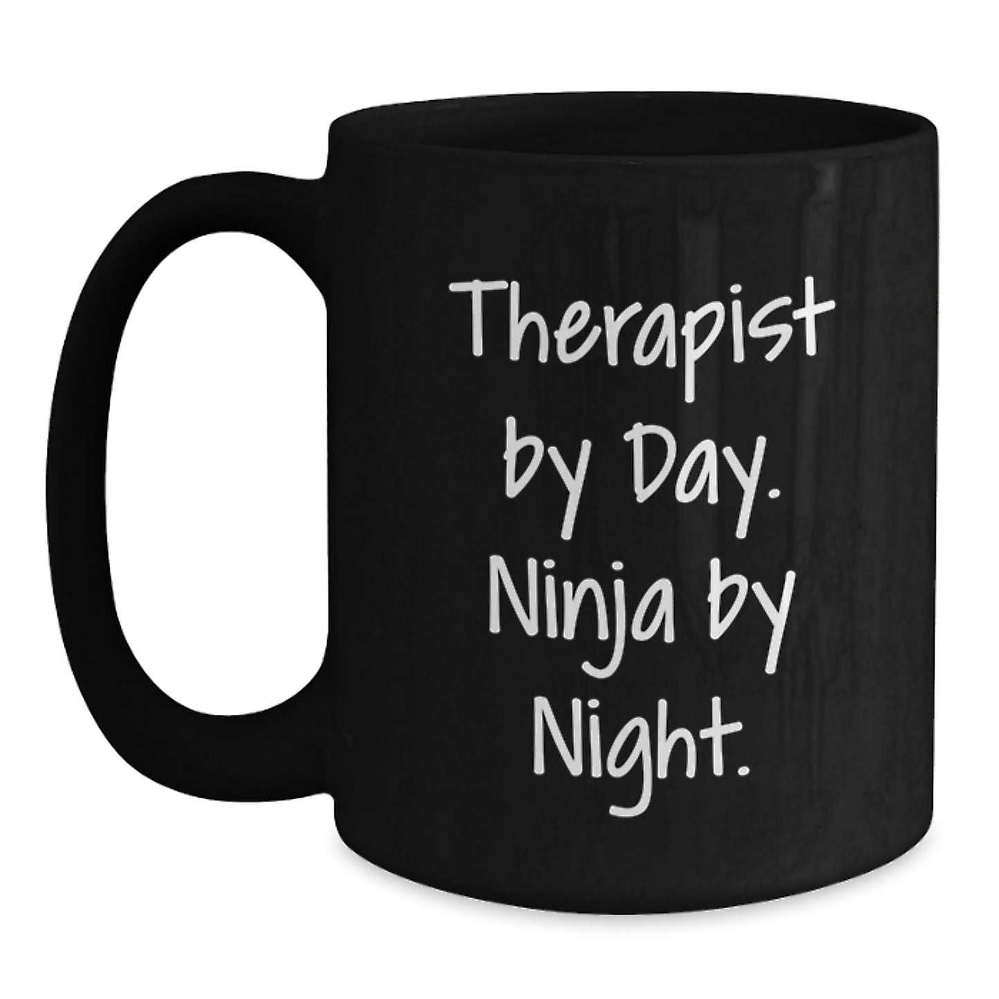 Funny Therapist Gifts for Therapist by Day Ninja by Night Black Coffee Mug, Unique Graduation Gifts from Friends to Therapist - Main