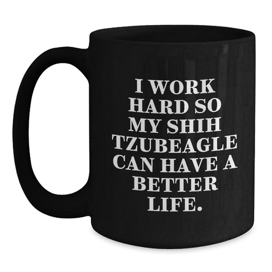 Funny Shih Tzu Dog Inspirational Black Coffee Mug Gifts for Men from Family, Birthday Unique Gifts for Dog Lovers - Main