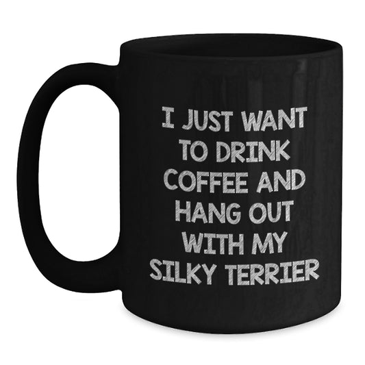 Funny Silky Terrier Dog Gifts from Men, Women, Friends, Family, Coworkers for Silky Terrier Dog Lovers on Valentine's Unique Black Coffee Mugs - Main