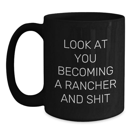 Birthday Gift for Roommates Collectible Rancher Black Coffee Mug - Main