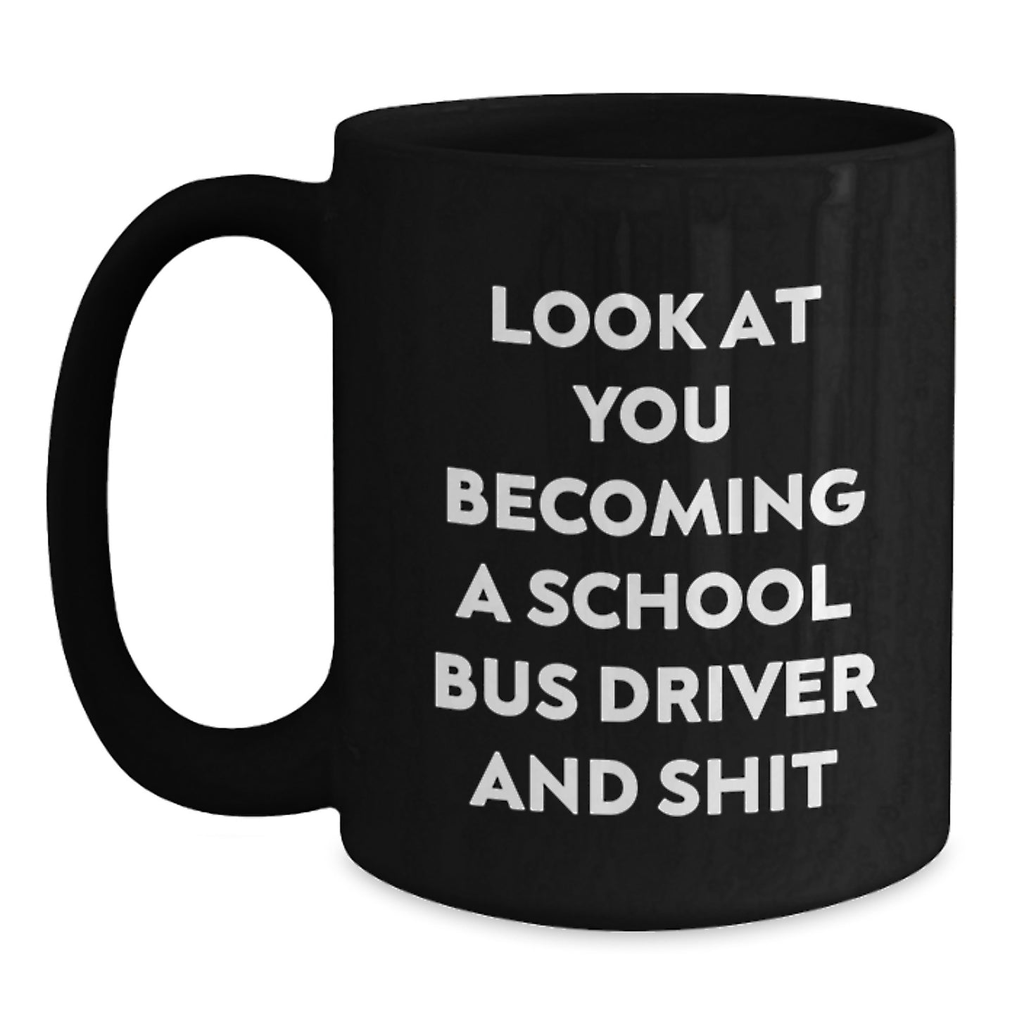 Funny School Bus Driver Gifts from Friends for Mom, School Bus Driver Humor Black Coffee Mug, Mother's Day Unique Gifts for Her - Main