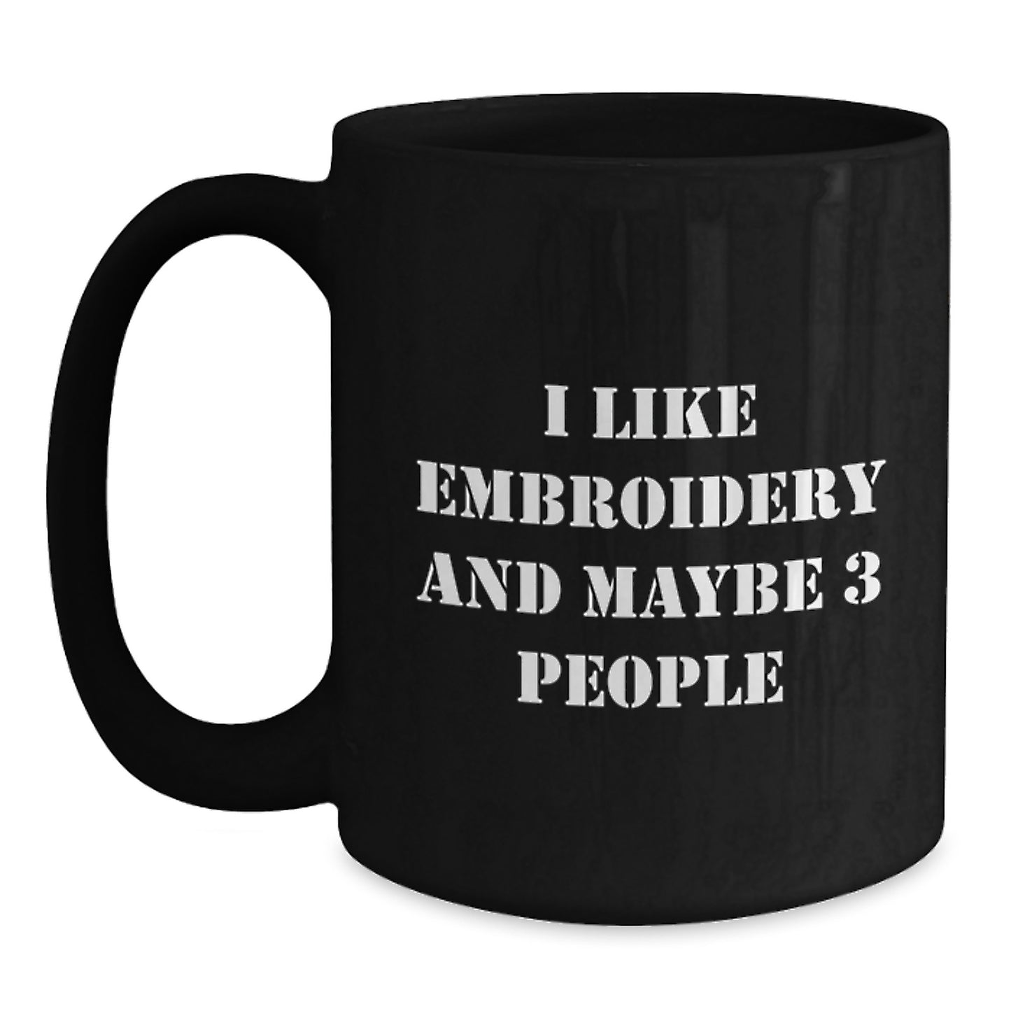 Funny Embroidery Love Gifts from Friends for Embroidery Enthusiasts, Unique Graduation Unique Gifts, Black Coffee Mug for Embroidery Lovers - Main