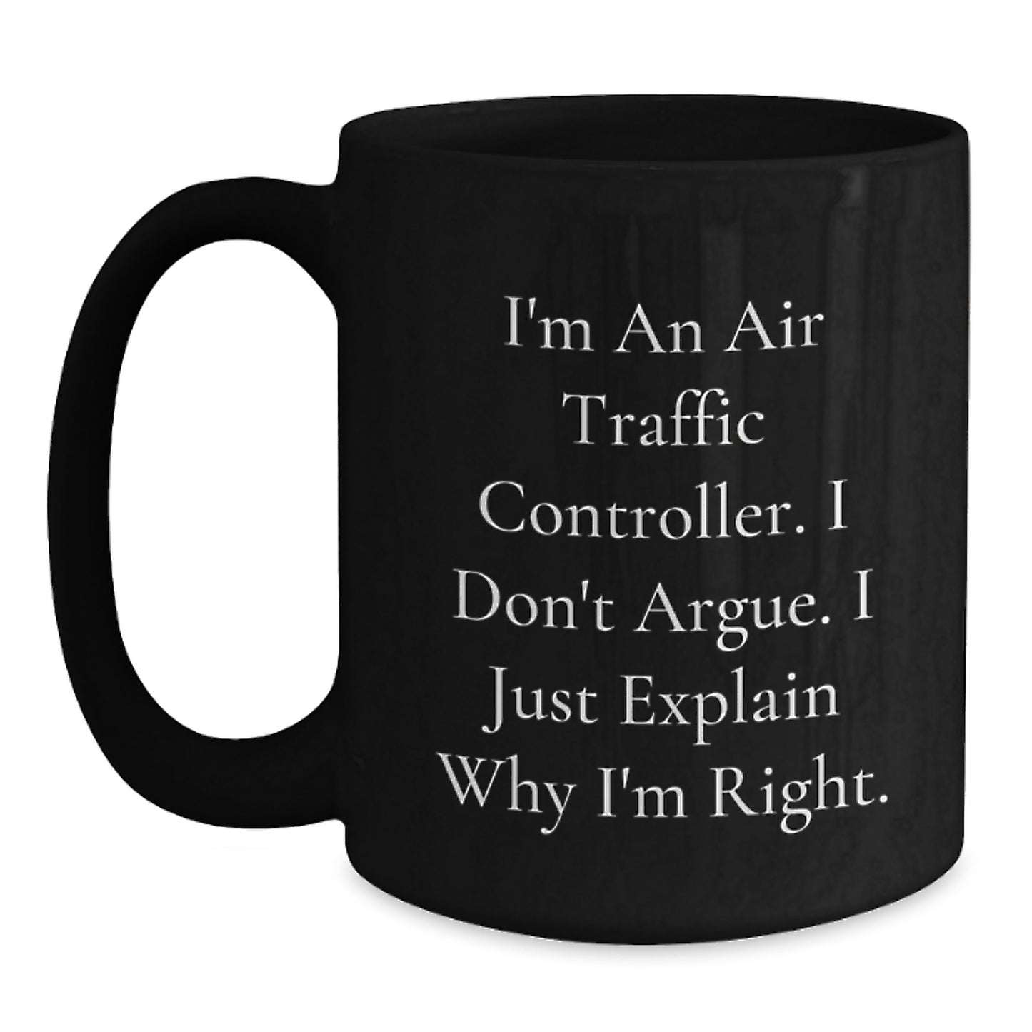 Air Traffic Controller Keepsake Black Coffee Mug for Him Birthday Gift - Main