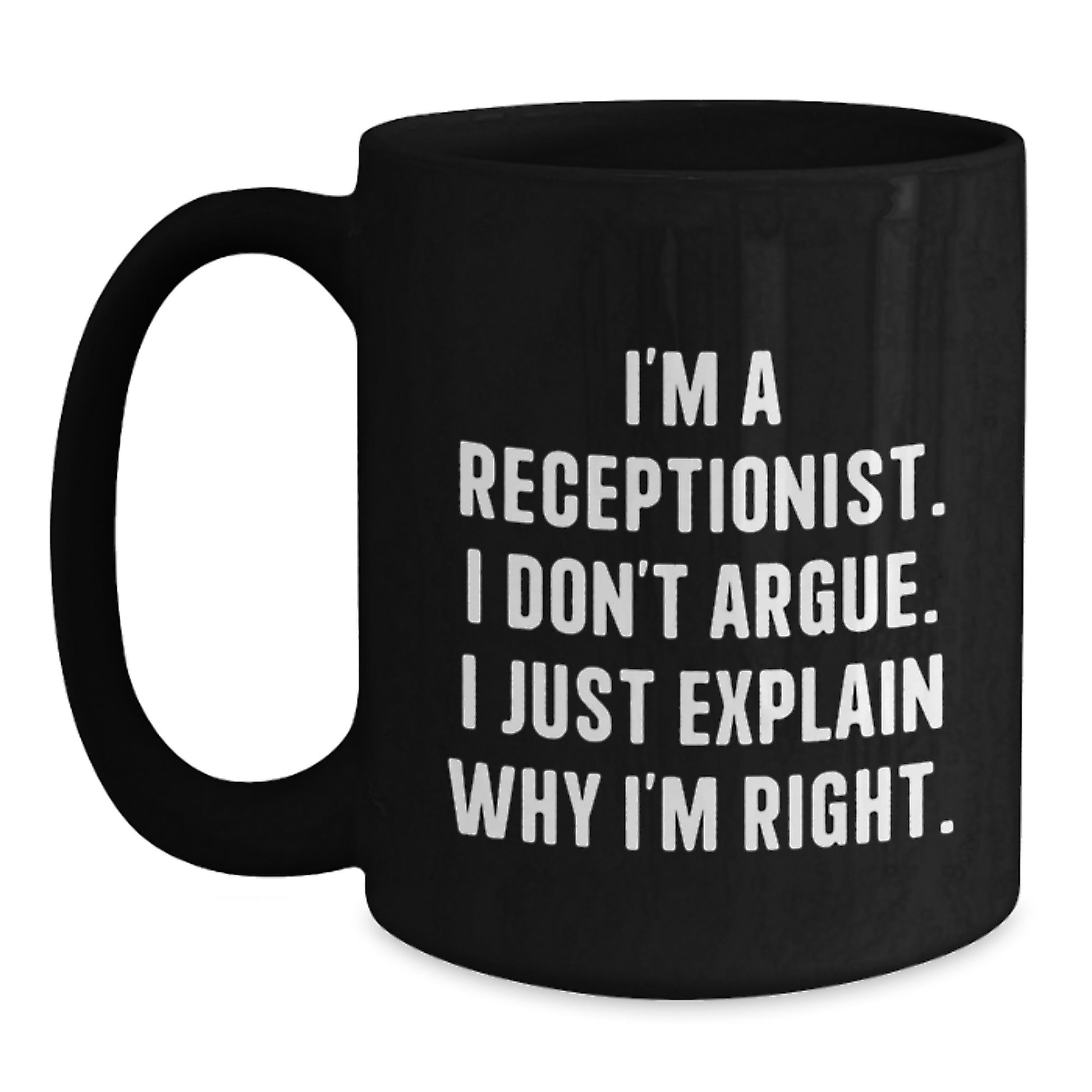 Funny Gifts for Receptionists, Black Coffee Mug, Graduation Unique Gifts from Friends, Women - Main