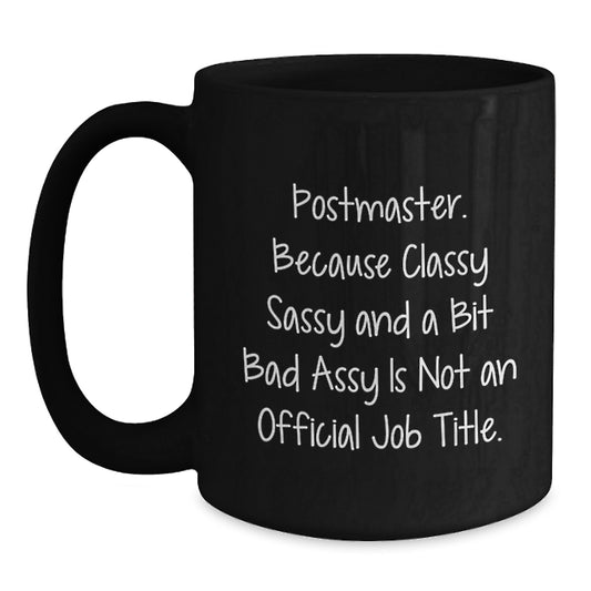 Birthday Gift Postmaster Black Ceramic Coffee Mug for Her Present - Main