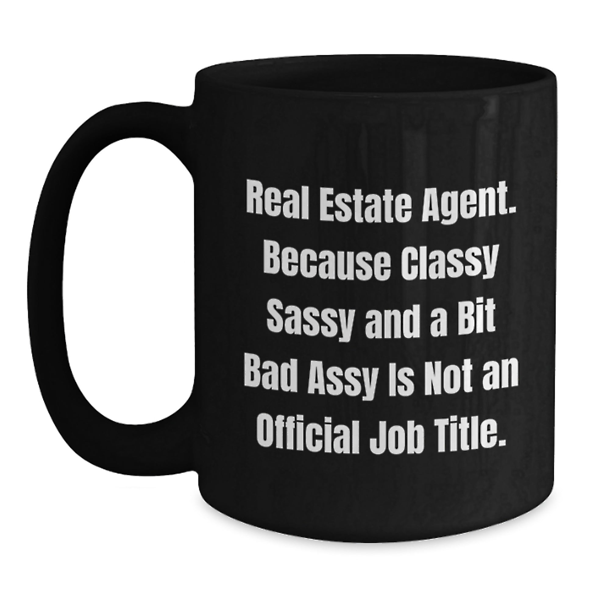 Birthday Gift Real Estate Agent Black Coffee Mug for Her Present - Main
