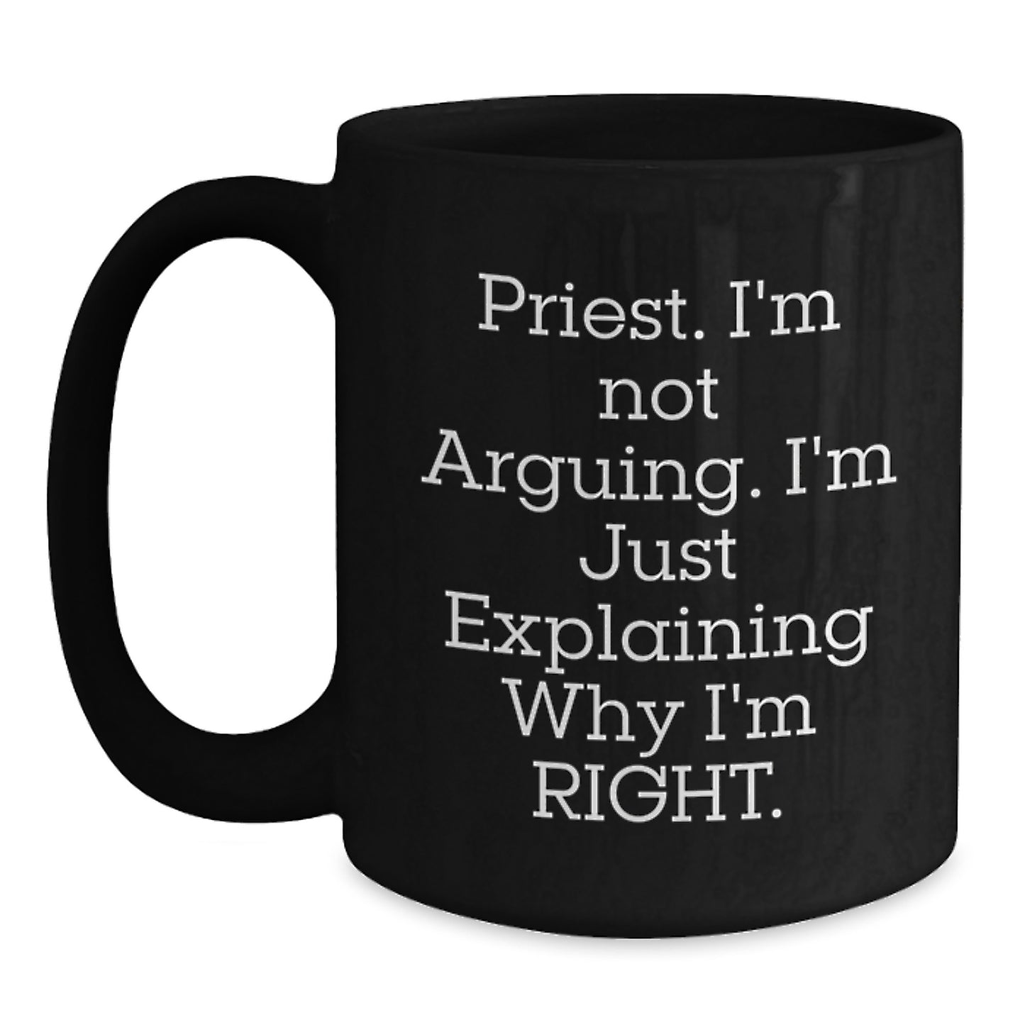Priest Keepsake Black Coffee Mug for Him 11oz Ceramic Birthday Gift - Main