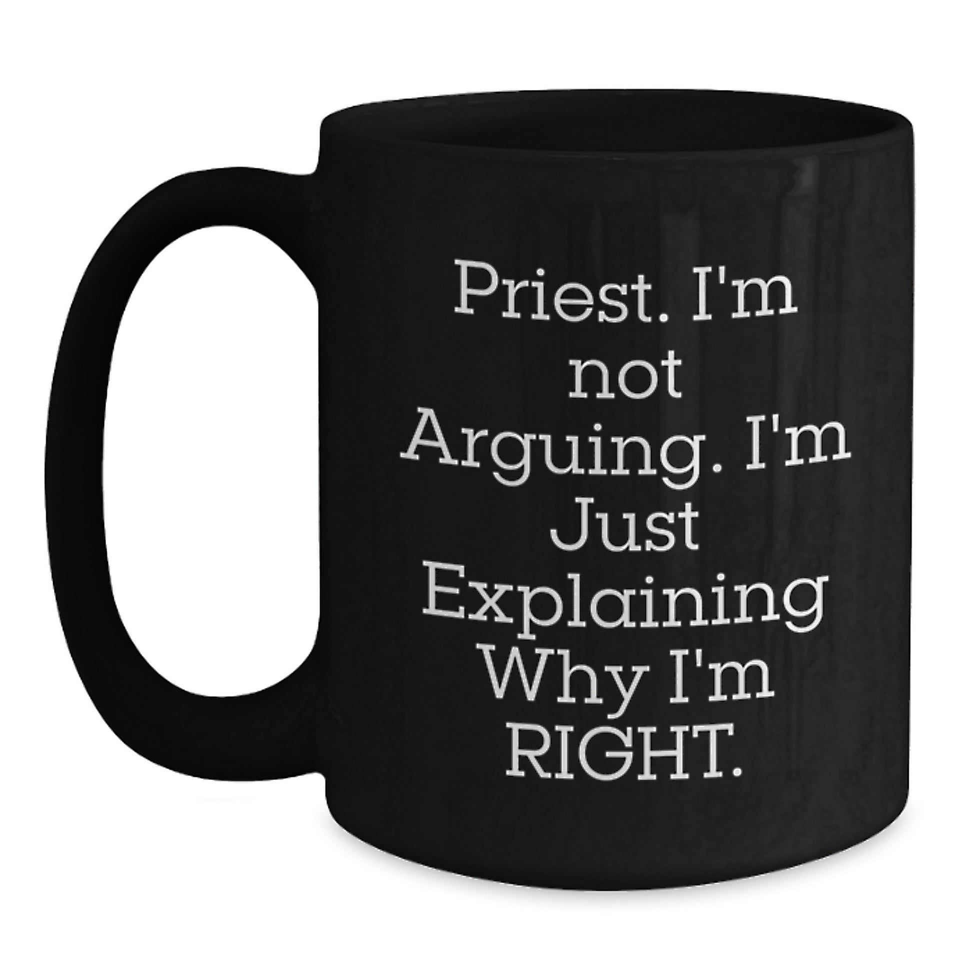 Priest Keepsake Black Coffee Mug for Him 11oz Ceramic Birthday Gift - Main