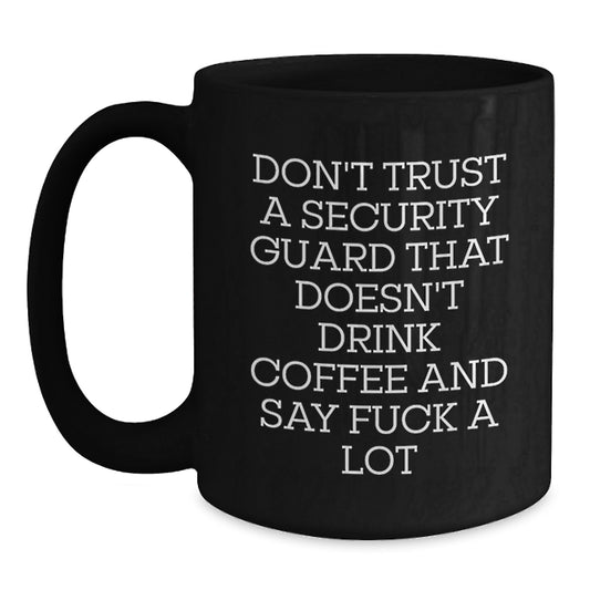 Birthday Gift Security Guard Black Coffee Mug for Her Present - Main