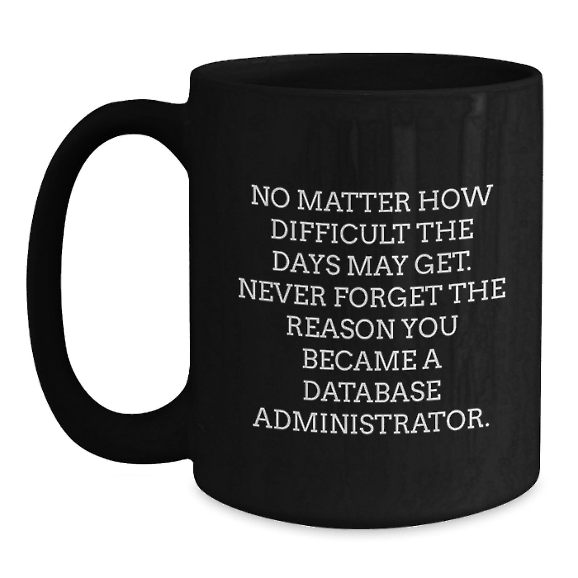 Inspirational Database Administrator Gifts from Friends for Men and Women Graduation Unique Mugs - Funny Quote 'Never Forget Why You Became A Database Administrator' Black Coffee Mug - Main