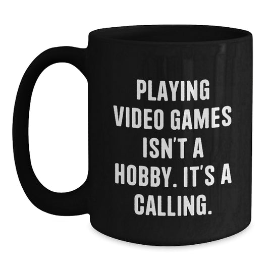 Funny Inspirational Gifts for Playing Video Games Enthusiasts, Black Coffee Mugs, Gifts from Men to Friends for Graduation - Main