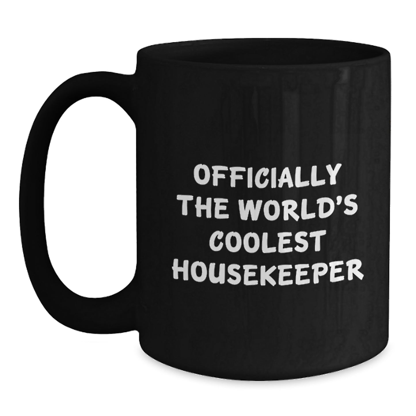 Funny Housekeeper Gifts from Friends for Men, Officially The World's Coolest Housekeeper, Black Coffee Mug for Graduation Unique Gifts - Main
