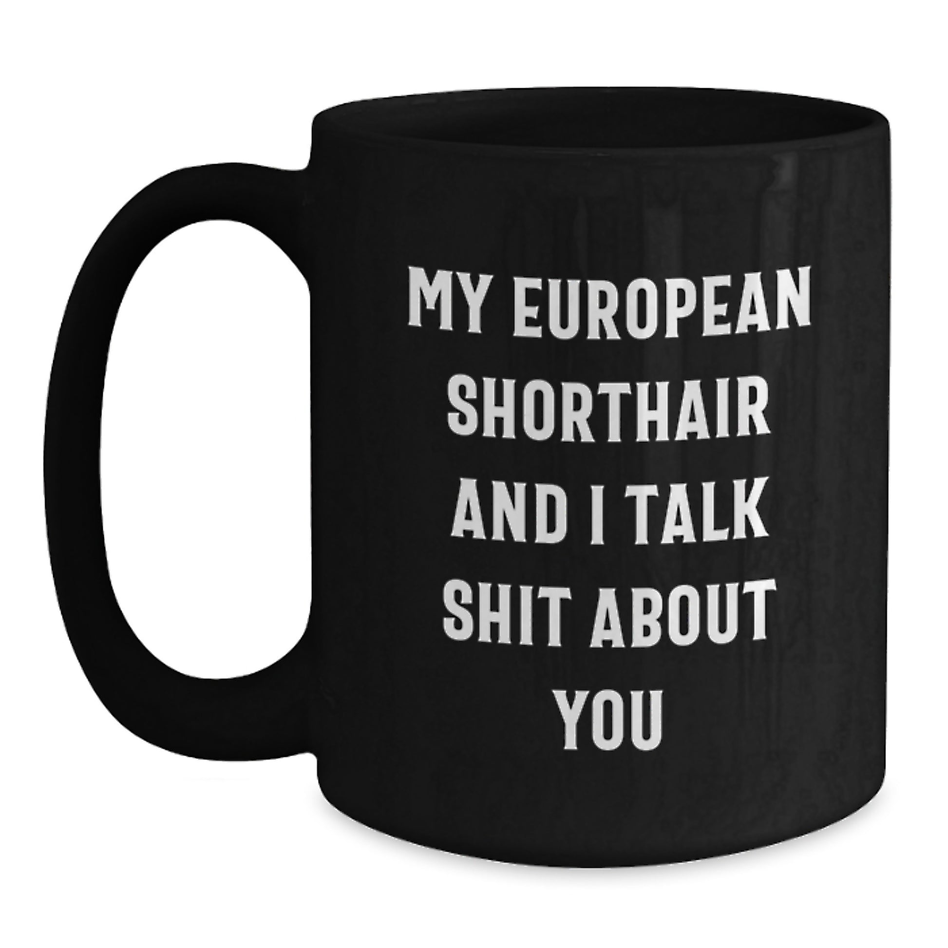 Black Ceramic Coffee Mug – European Shorthair Birthday Gift - Main