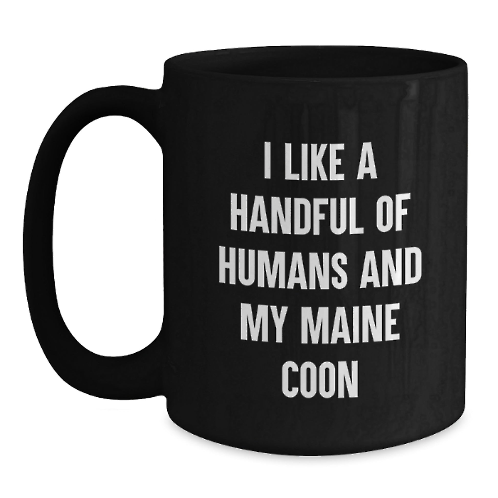 Funny Maine Coon Cat Birthday Unique Gift from Friends for Cat Lovers Black Coffee Mug - Main