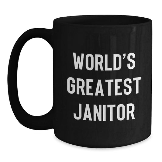 Janitor Keepsake Black Mug for Him World Greatest Janitor Birthday Gift - Main