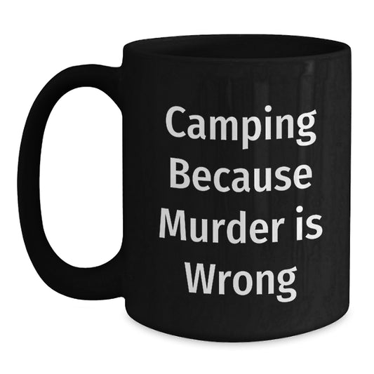 Funny Camping Gifts for Men, Black Coffee Mug, Perfect for Camping Enthusiasts, Gifts from Friends - Main