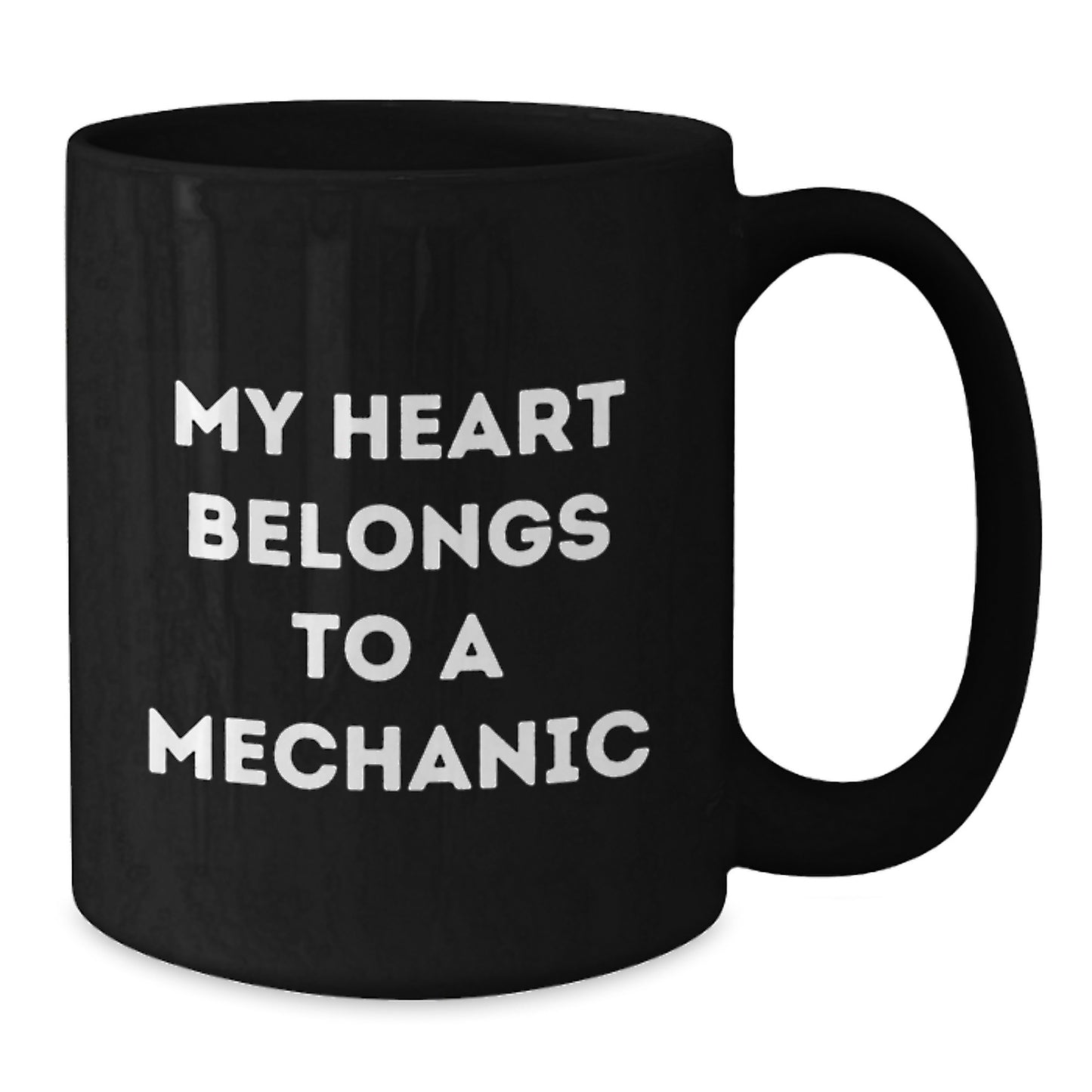 Funny Mechanic Gifts for Men Black Coffee Mug 'My Heart Belongs To A Mechanic' - Unique Graduation Unique Gift Ideas from Friends - Additional