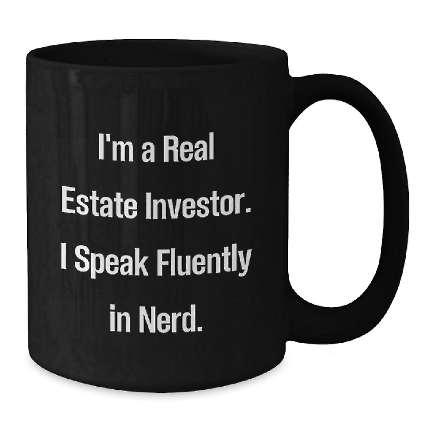 Funny Real Estate Investor Gifts for Men - 'I Speak Fluently In genius.' Graduation Unique Mugs from Friends - Black Coffee Mug - Additional