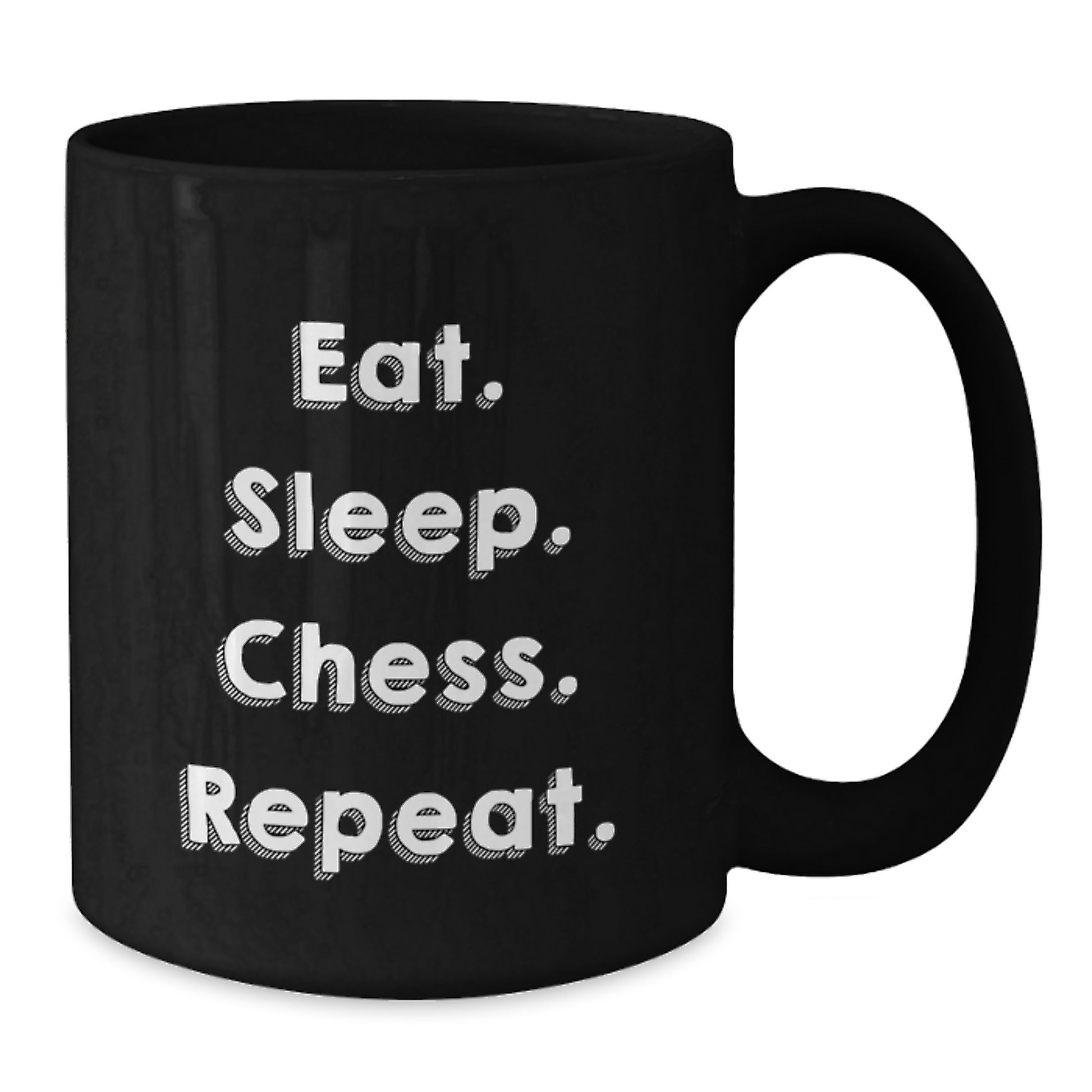 Funny Chess Gifts for Men - Inspirational Coffee Mug for Chess Lovers - Eat. Sleep. Chess. Repeat. - Black Coffee Mug for Birthday Unique Gifts from Friends to Family - Additional