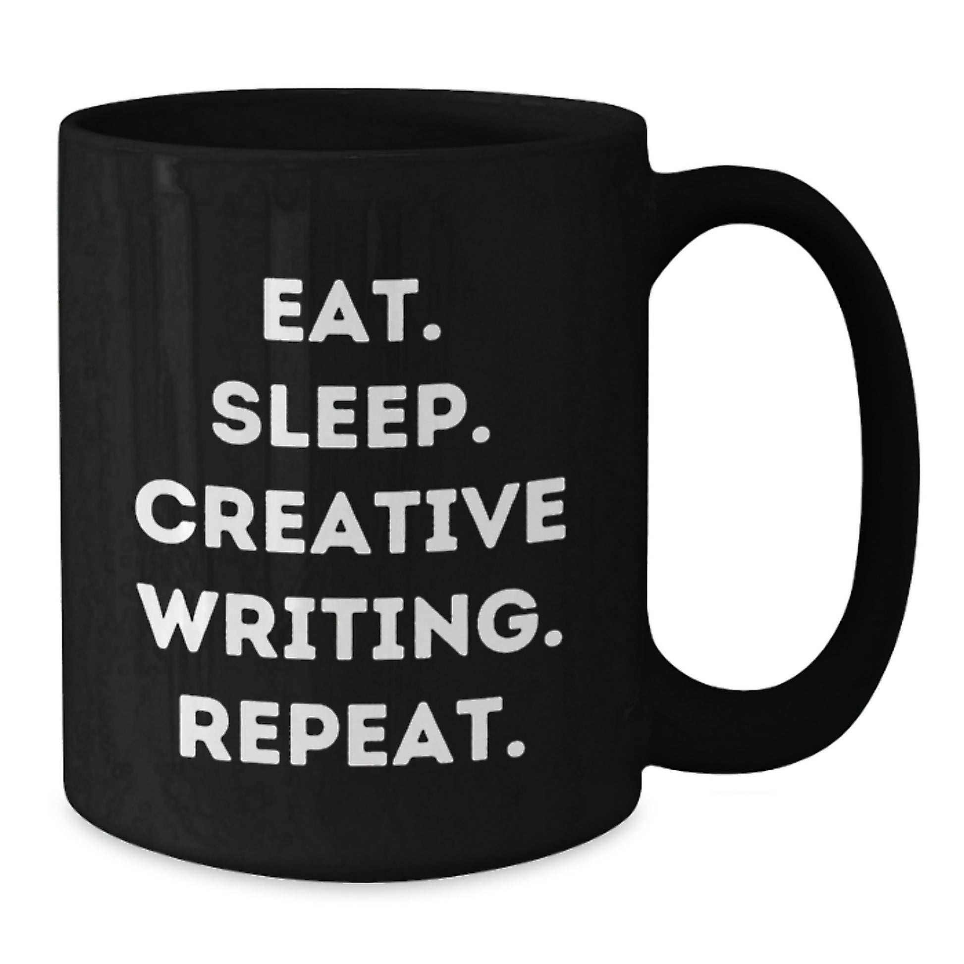 Funny Creative Writing Gifts for Men from Friends - Eat. Sleep. Creative Writing. Repeat. Black Coffee Mug - Additional