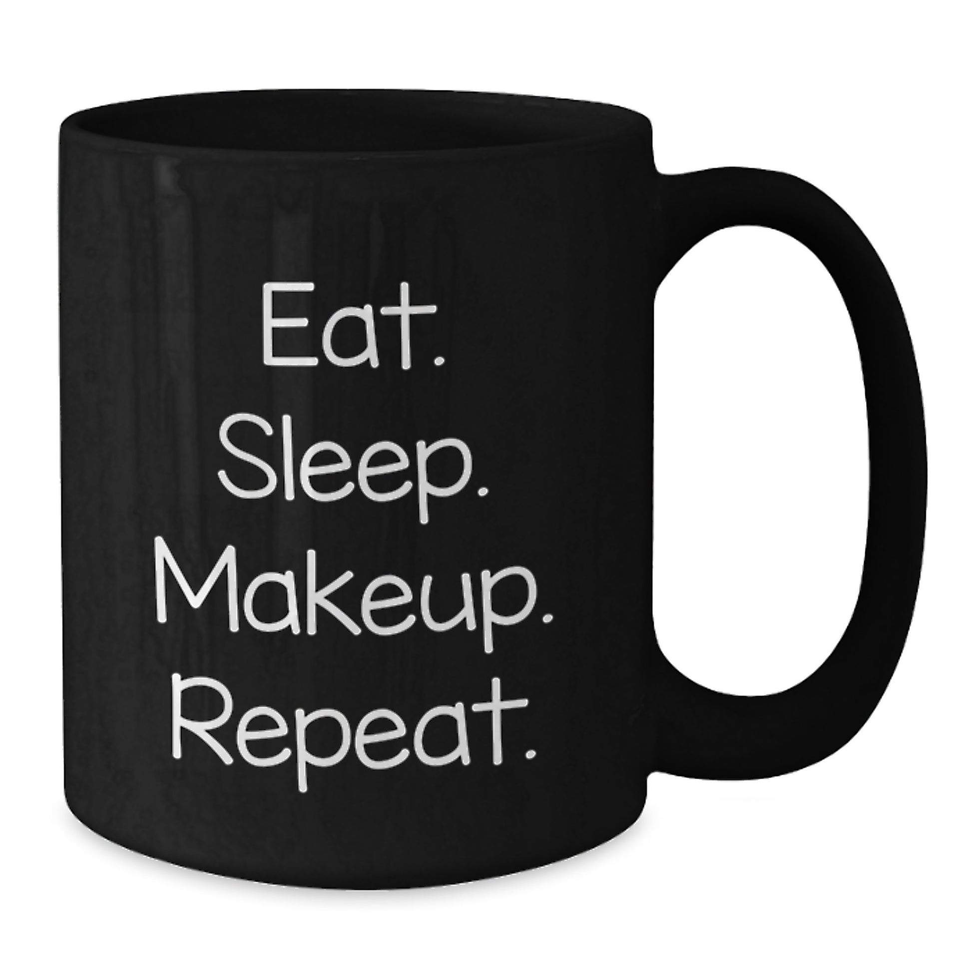Funny Makeup Lover Gifts from Friends for Women, Eat. Sleep. Makeup. Repeat. Black Coffee Mugs, Perfect Christmas Unique Gifts for Makeup Enthusiasts - Additional