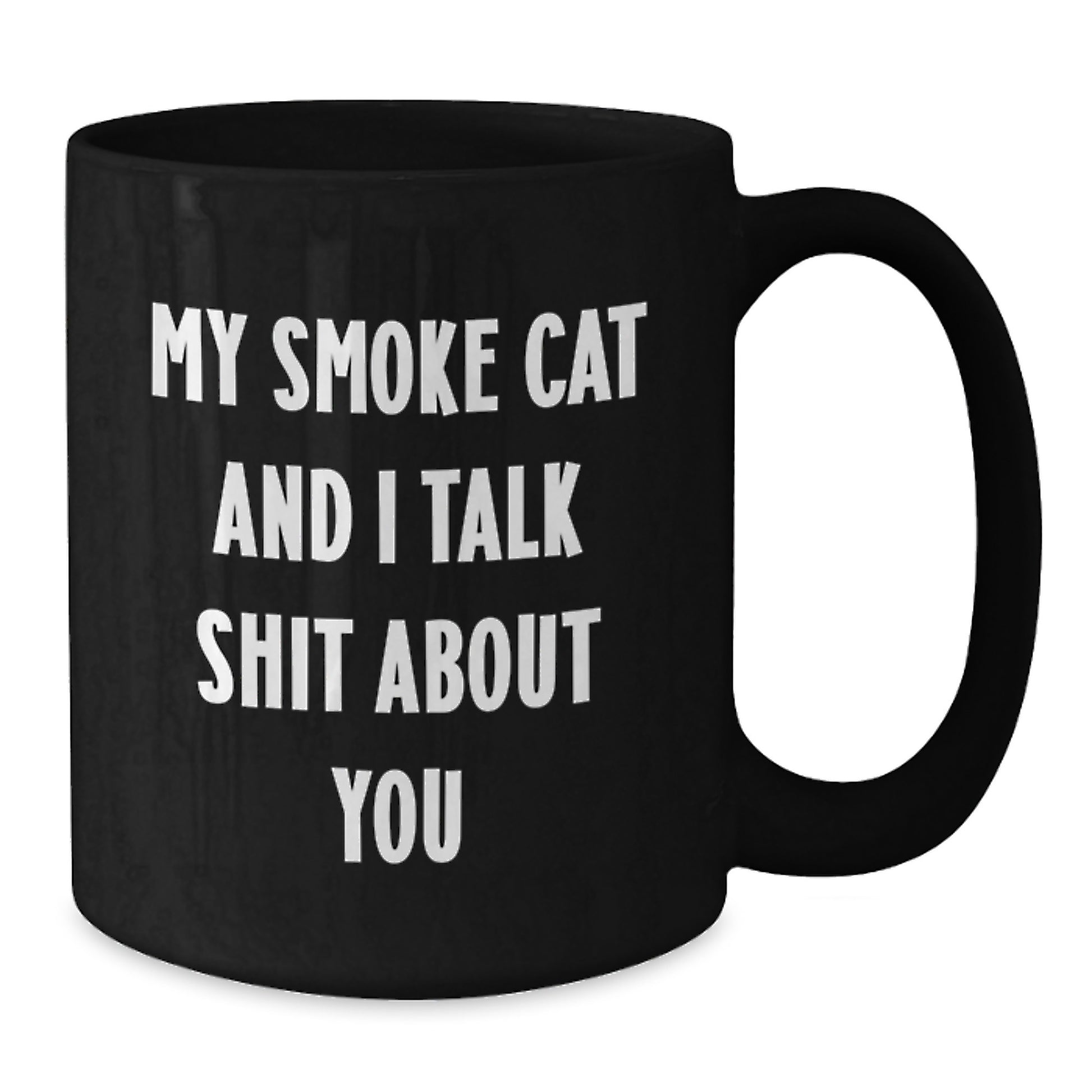 Funny Smoke Cat Gifts for Men, Unique Black Coffee Mugs with Quote 'My Smoke Cat And I Talk Shit About You' - Great Graduation Unique Gifts from Friends to Family - Additional